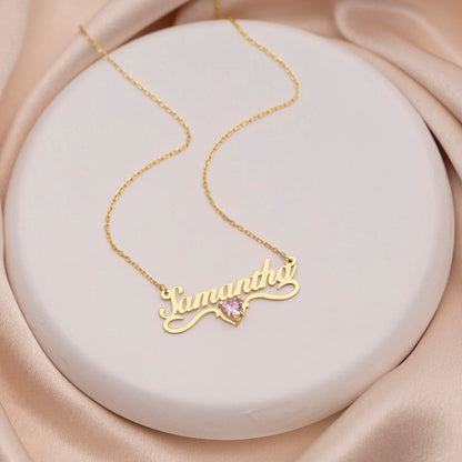 Crystal Personalized Name Necklace Stainless Steel