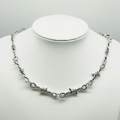 Hip Hop Gothic Punk Style Necklace With Barbed Wire