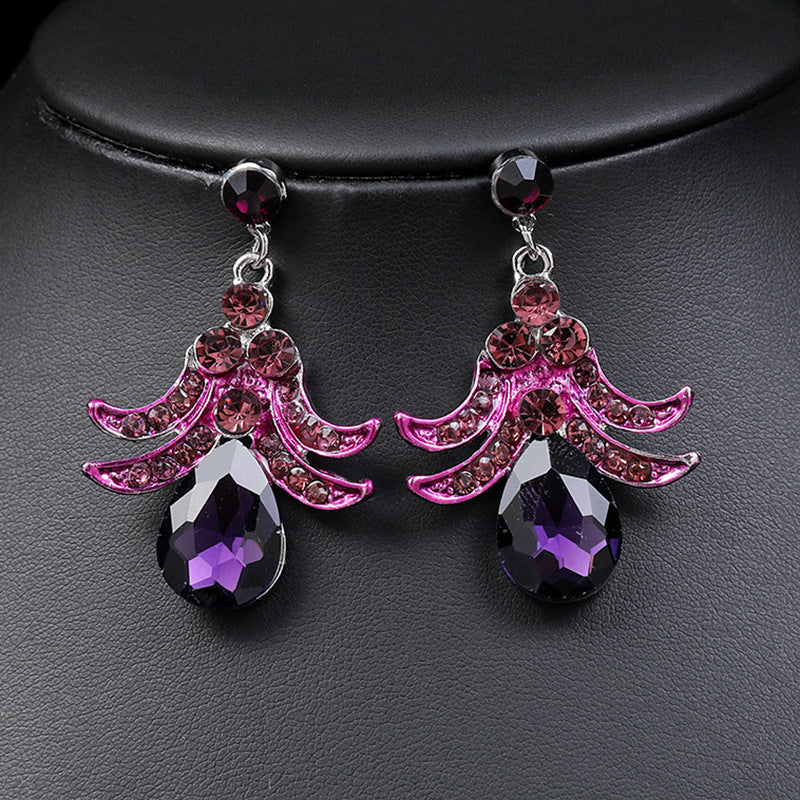 Diamond-Set Alloy Drop-Shaped Exaggerated Jewelry Necklace