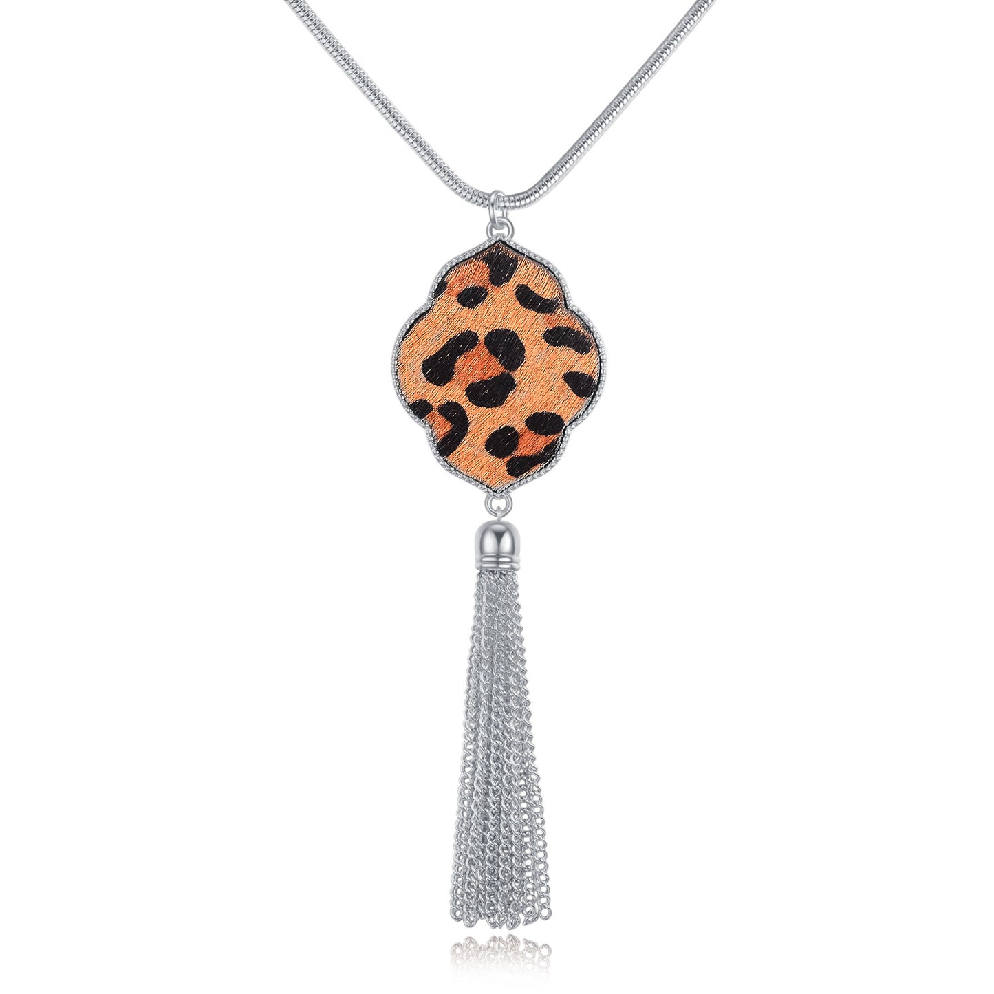 Accessories Horsehair Leopard Print Flower Tassel Necklace