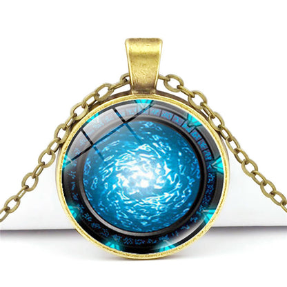 Time Stone Pendant Necklace With Silver Plated Base