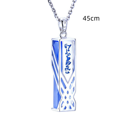 Pendant Lucky Stone Two Yuan Necklace 925 Silver