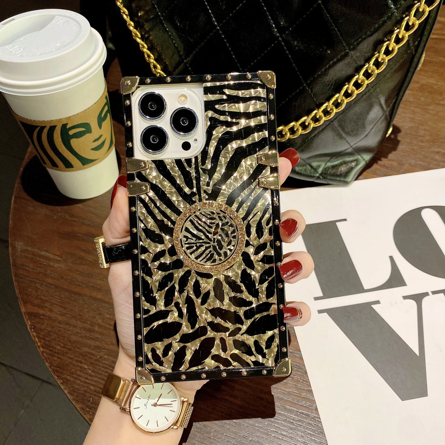 Fashion Autumn And Winter Leopard Feather Square Mobile Phone