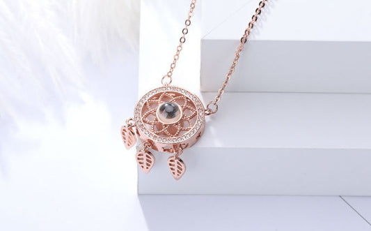 Projection love necklace female 100 languages i love you memory dream catcher clavicle chain