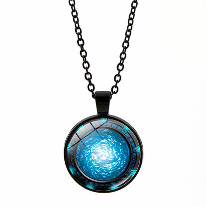 Time Stone Pendant Necklace With Silver Plated Base