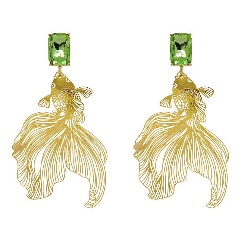 Retro Fish Exaggerated Pendant Earrings