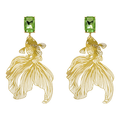 Retro Fish Exaggerated Pendant Earrings