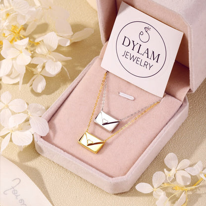 Sterling Silver Envelope Necklace For Women Niche Design