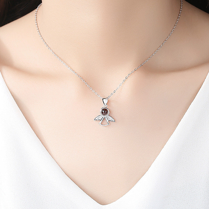 Sterling Silver S925 Little Angel Memory Projection Necklace