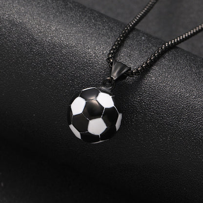 Stainless Steel Ornament Football Pendant Vintage Necklace