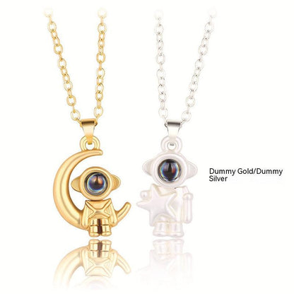 100 Languages Projection Astronaut Pendant Necklace