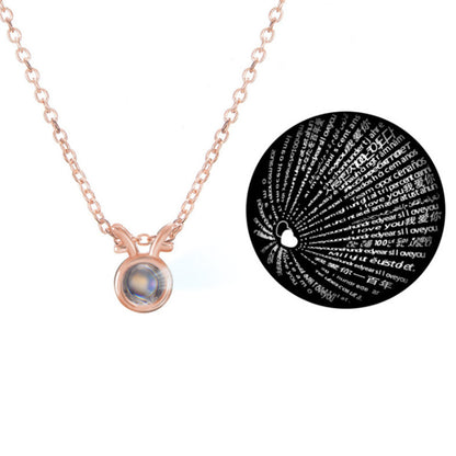 100 languages I love you projection necklace