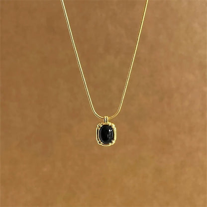Gold Black Onyx Necklace Twin Accessories