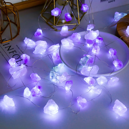 Natural Purple White Crystal Rough Ambient Light