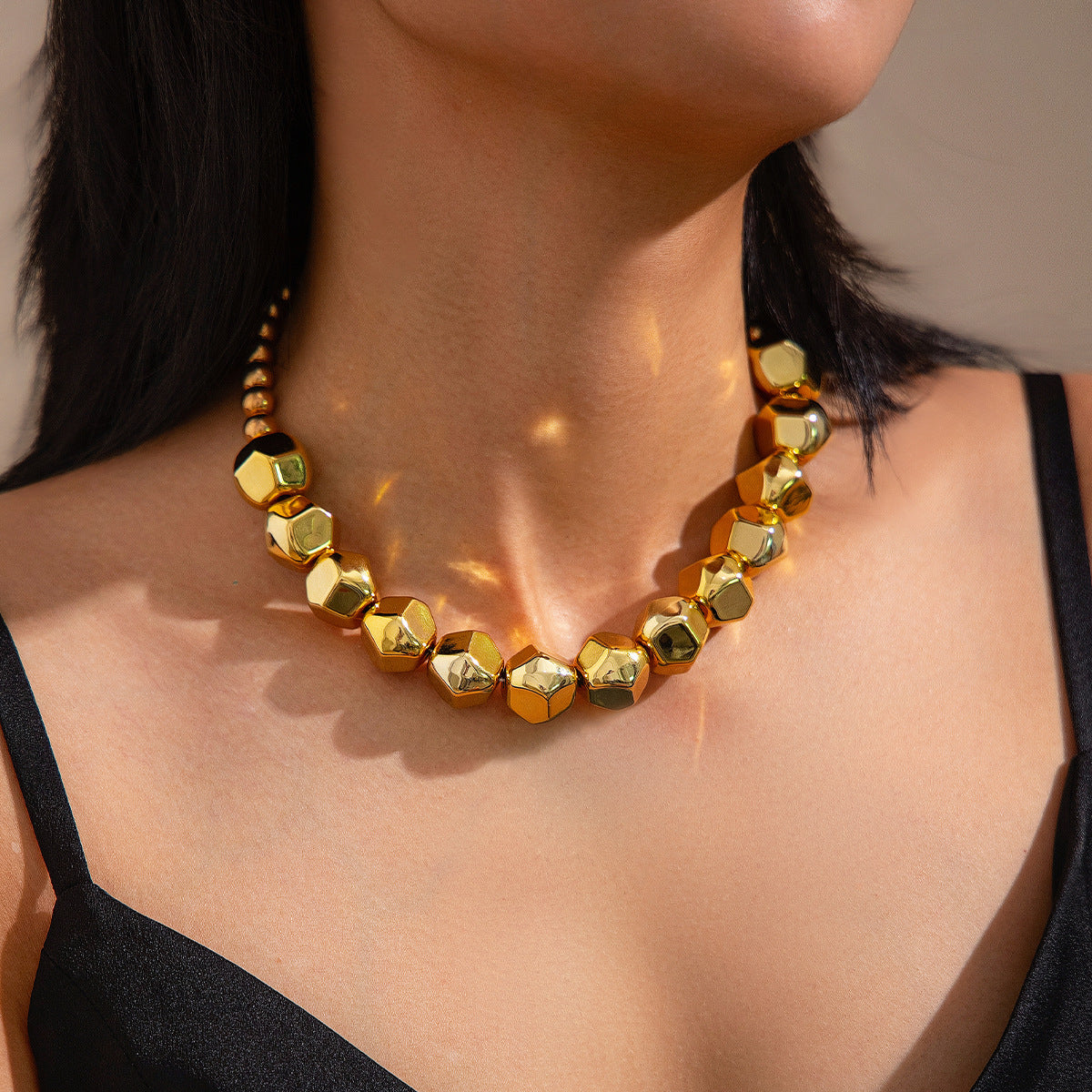 Retro Exaggerated Irregular CCB Beaded Necklace Personality