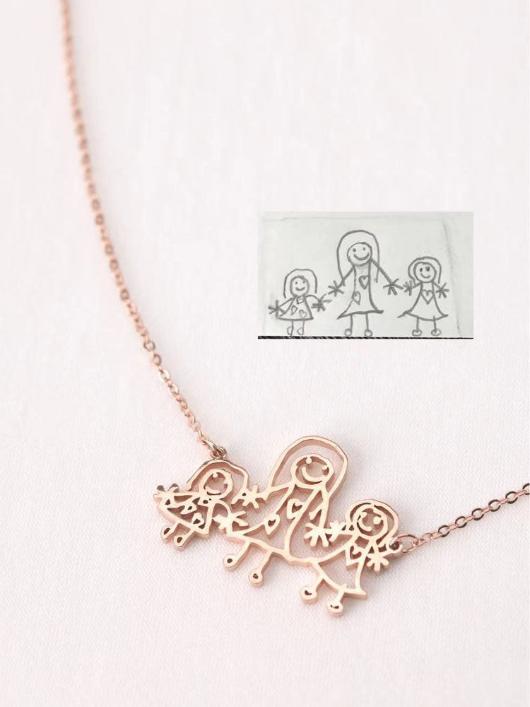 Baby Hand Drawing  Necklace
