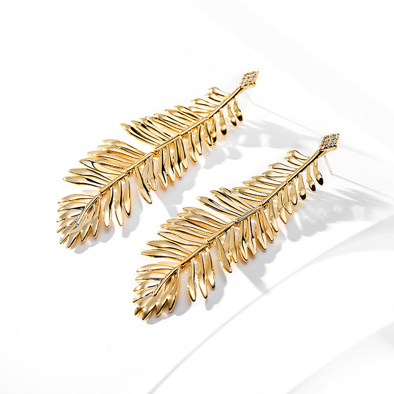 Palm Leaf Big Tassel Earrings European And American Exaggerated Earrings