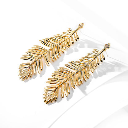 Palm Leaf Big Tassel Earrings European And American Exaggerated Earrings