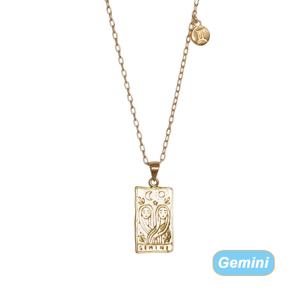 Tarot Necklace Popular Square Brand Retro Constellation Necklace