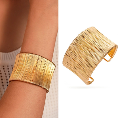 Handcrafted Gold-plated Geometric Cuff Bracelets And Boho-chic Metal Tassel Arm Rings With Vintage-inspired Exaggerated Water Drop Designs, Offering Unisex Luxury Accessories In Open Bangle Styles