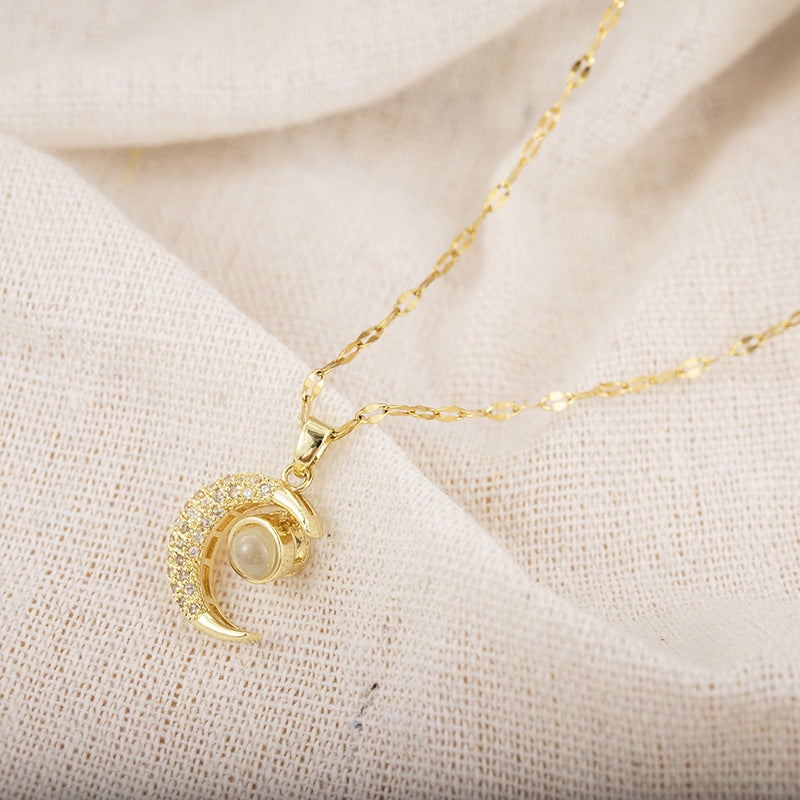 A Hundred Languages I Love You Projection Necklace Full Of Diamond Clavicle Chain