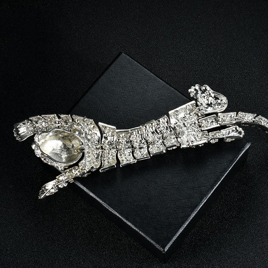 Eco-friendly Exaggerated Tiger Brooch With Diamonds