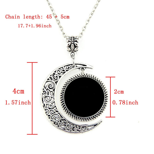 Time Gem Half Moon Pendant Necklace Jewelry