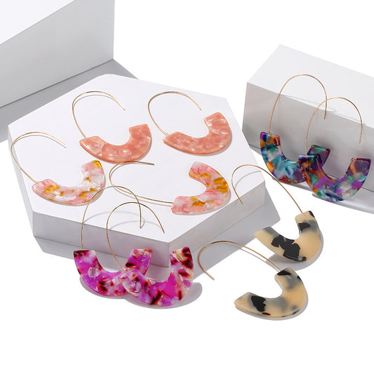 Leopard Print Acrylic Earrings U Shape Simple