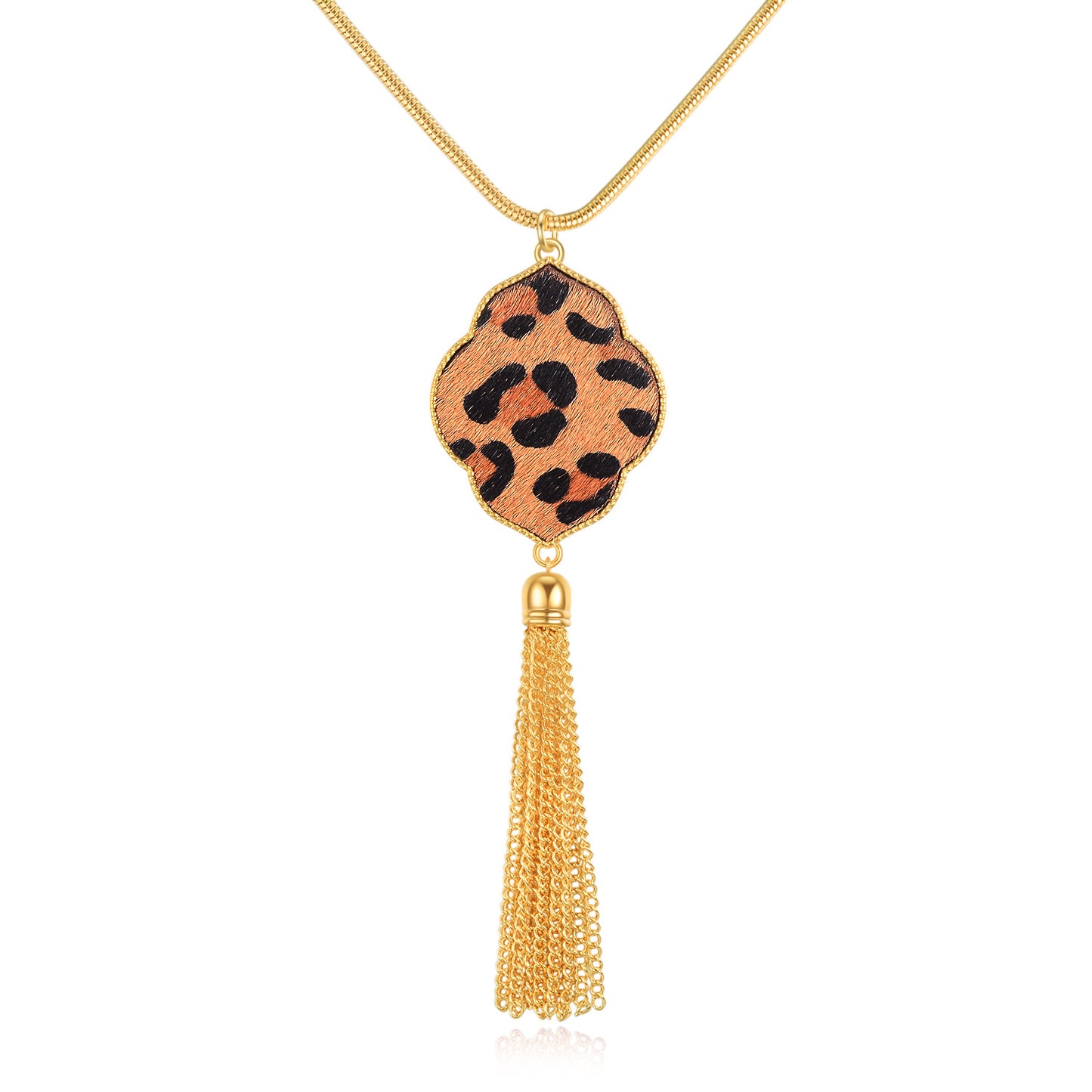 Accessories Horsehair Leopard Print Flower Tassel Necklace