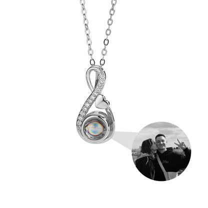 Sterling Silver 8-ring Love 100 Languages Projection Necklace