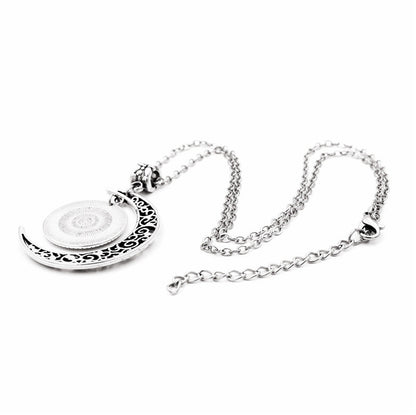 Time Gem Half Moon Pendant Necklace Jewelry