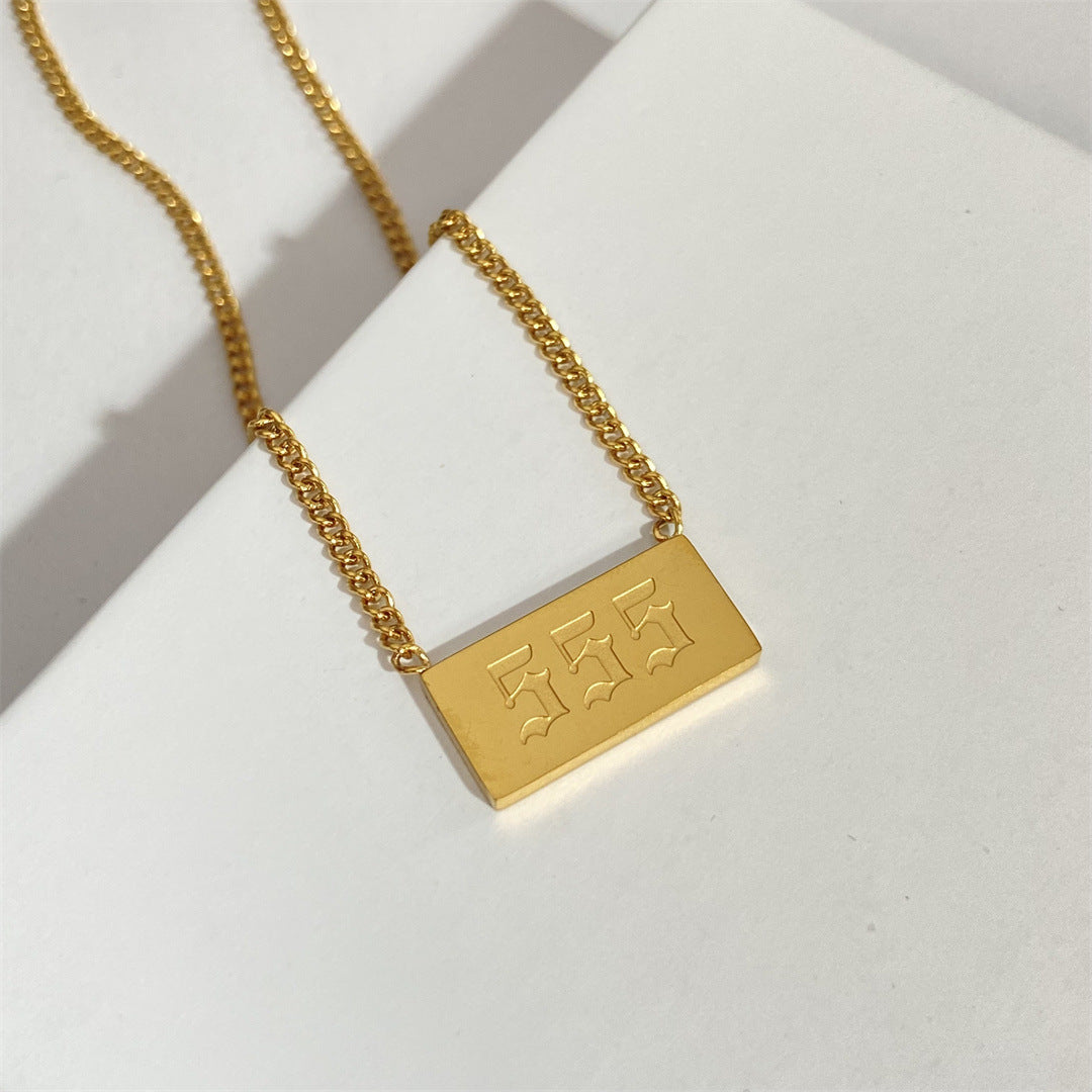Lucky Angel Number Square Tag Necklace
