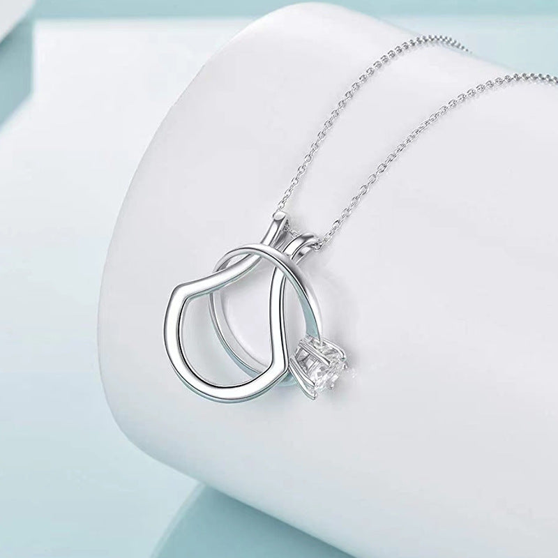Women's Fashion Simple U Shape Ring Holder Necklace