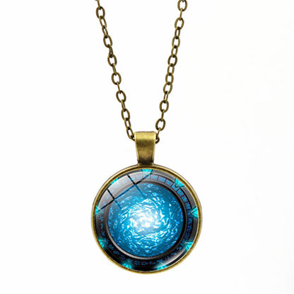 Time Stone Pendant Necklace With Silver Plated Base