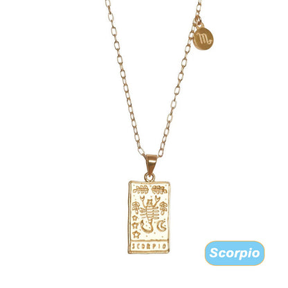 Tarot Necklace Popular Square Brand Retro Constellation Necklace