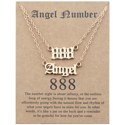 Angel Lucky Number Set Clavicle Card Necklace