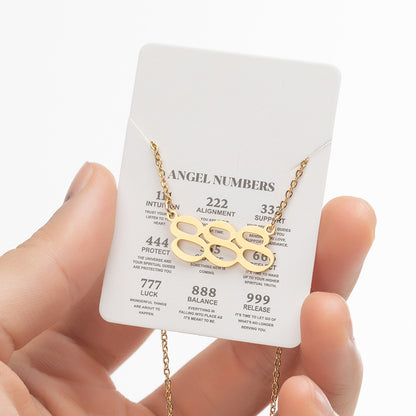 Angel Lucky Number Pendant Fashion 000-999 Stainless Steel Vintage Necklace