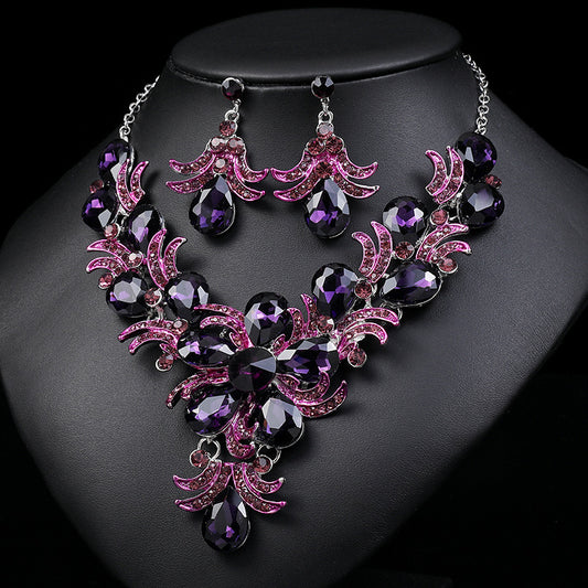 Diamond-Set Alloy Drop-Shaped Exaggerated Jewelry Necklace