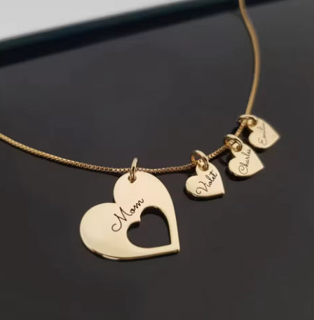 Heart-shaped Stainless Steel Engraved Name Necklace