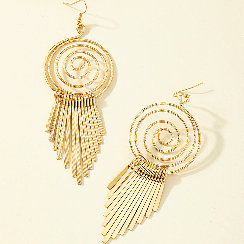 Exaggerated And Personalized Vortex Gear Circle Spiral Earrings