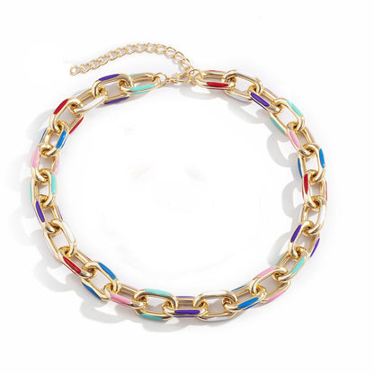 Single Layer Leopard Print U-lock Single Layer Cross Chain Necklace