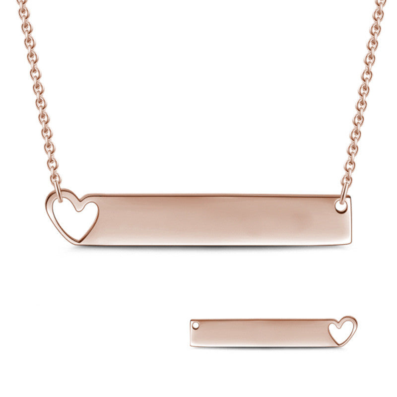Fashion Horizontal Heart-shaped Hollow Lettering Necklace