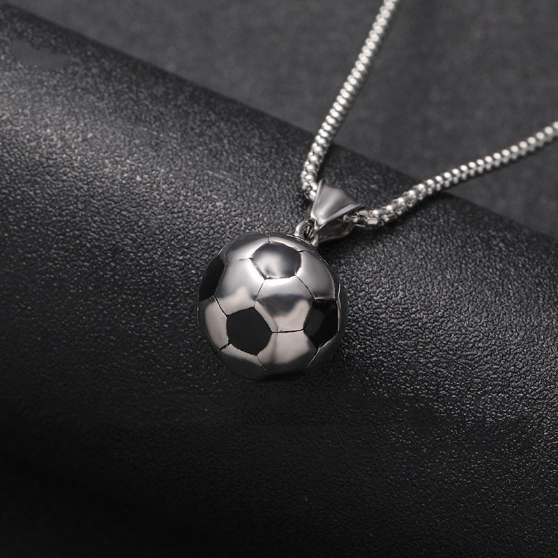 Stainless Steel Ornament Football Pendant Vintage Necklace