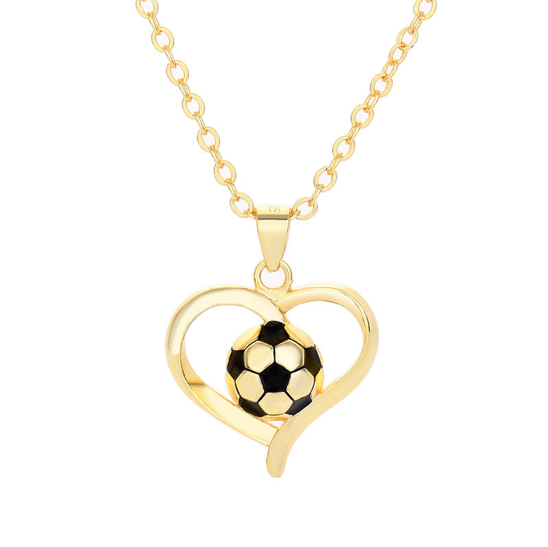 Women's Fashion Heart-shaped 18K Football Necklace