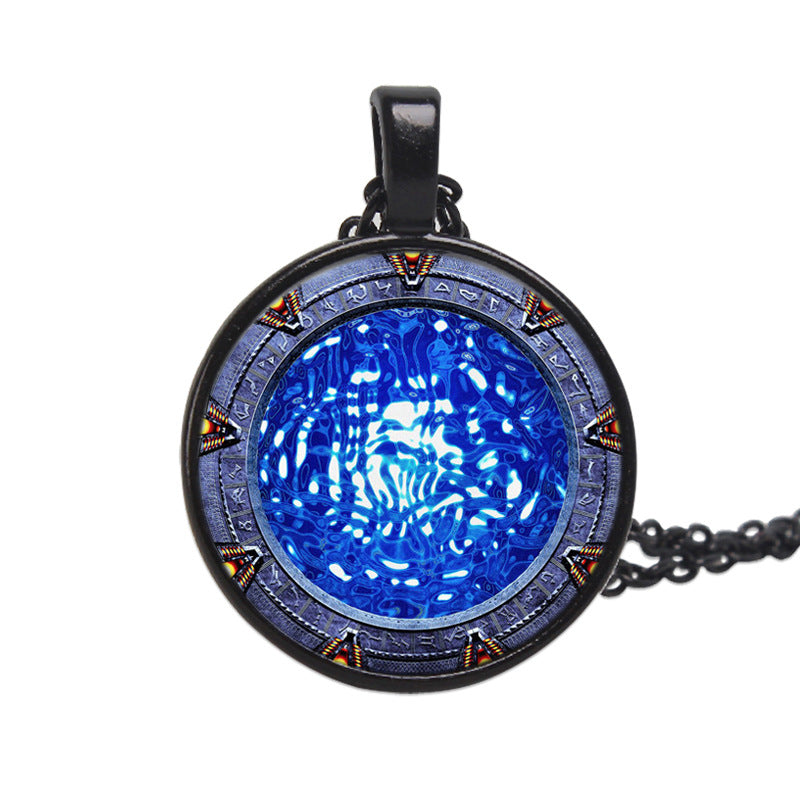 Time Stone Pendant Necklace With Silver Plated Base