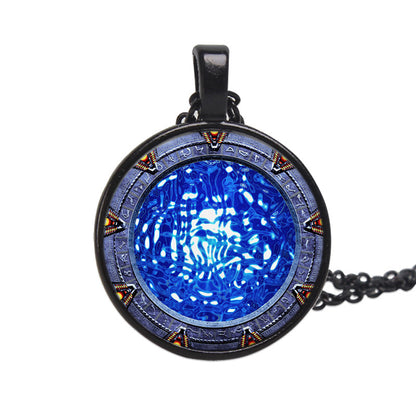 Time Stone Pendant Necklace With Silver Plated Base