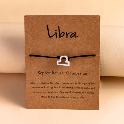 12 Constellation Zodiac Sign Rope Bracelet Adjustable Couple Bracelets