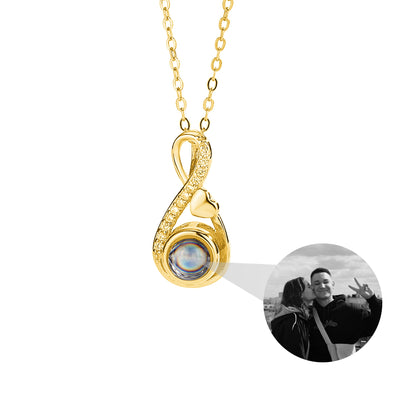 Sterling Silver 8-ring Love 100 Languages Projection Necklace