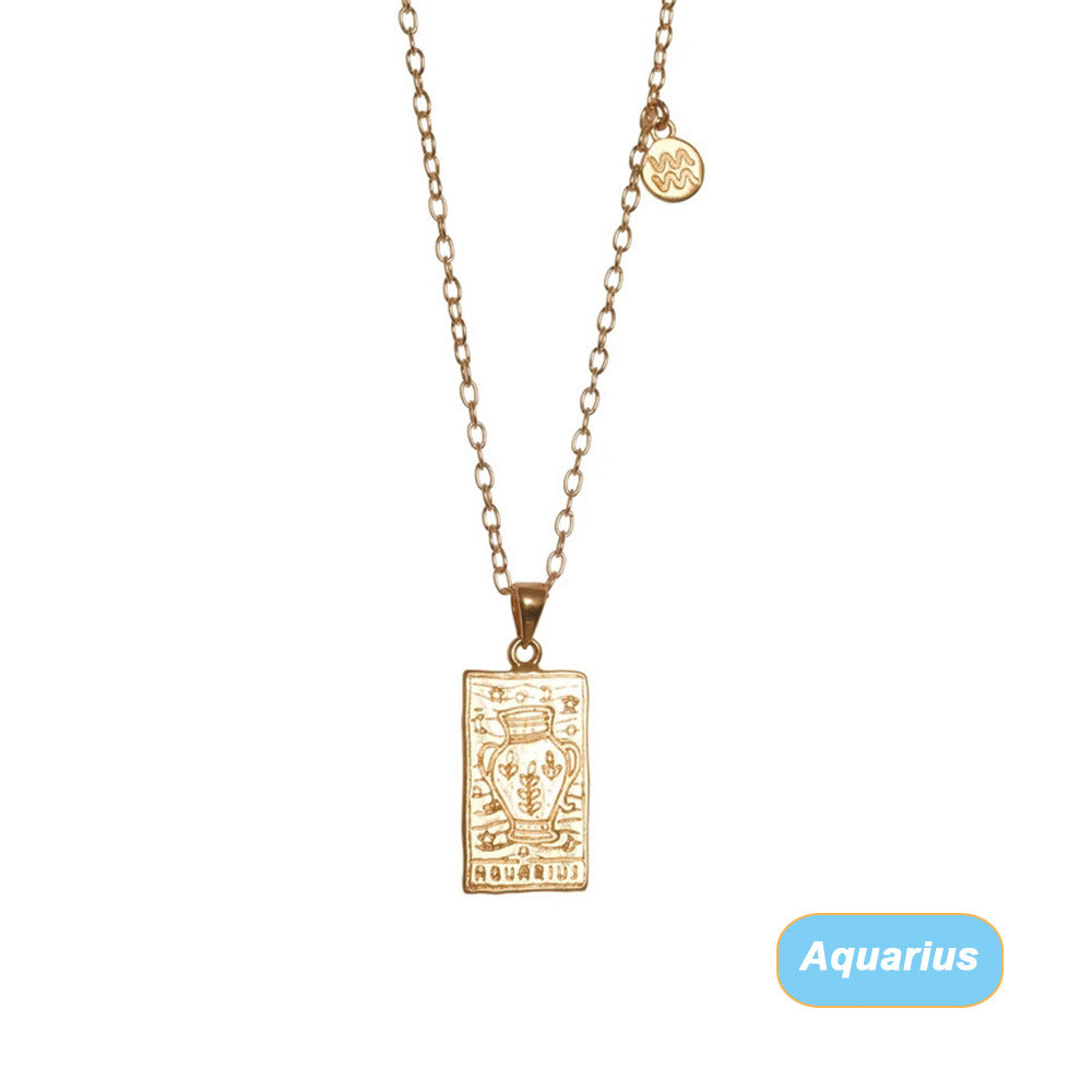 Tarot Necklace Popular Square Brand Retro Constellation Necklace