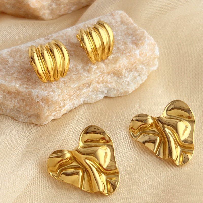 Exaggerated 18K Gold Stainless Steel Studs Ladies